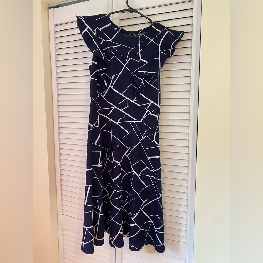 Navy Geometric Print Dress